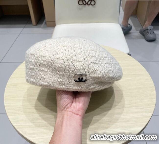 Most Popular Chanel CC Knit Beret Hat 0724 White 2025