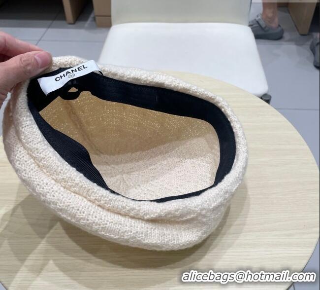 Most Popular Chanel CC Knit Beret Hat 0724 White 2025