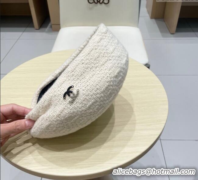 Most Popular Chanel CC Knit Beret Hat 0724 White 2025