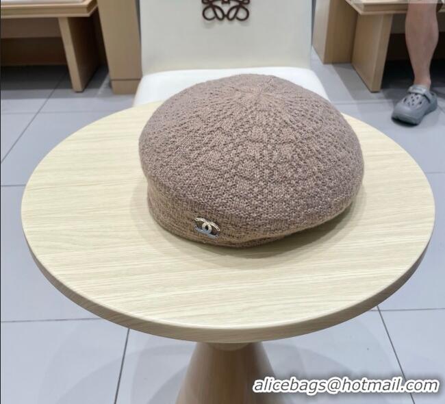 Luxury Classic Chanel CC Knit Beret Hat 0724 Grey 2025