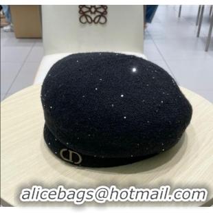 Best Product Dior CD Knit Beret Hat 0724 Black 2025