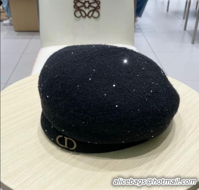 Best Product Dior CD Knit Beret Hat 0724 Black 2025