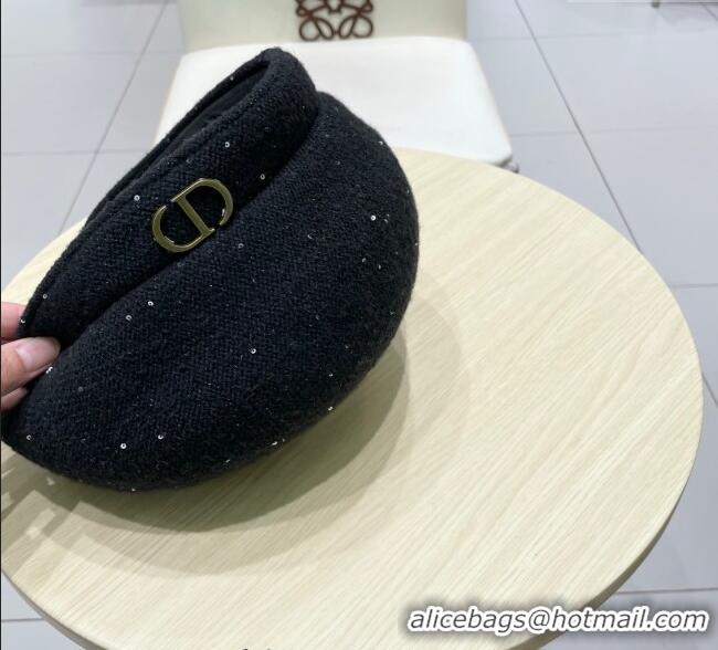 Best Product Dior CD Knit Beret Hat 0724 Black 2025