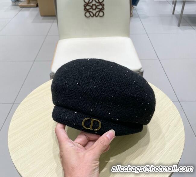 Best Product Dior CD Knit Beret Hat 0724 Black 2025