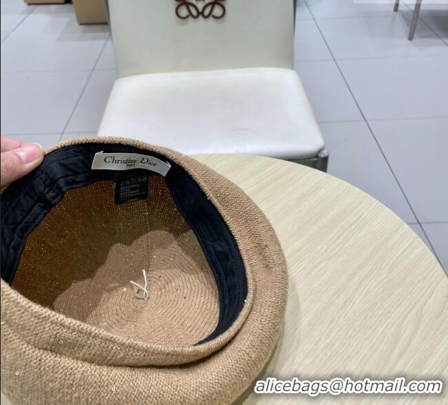 Good Looking Dior CD Knit Beret Hat 0724 Beige 2025