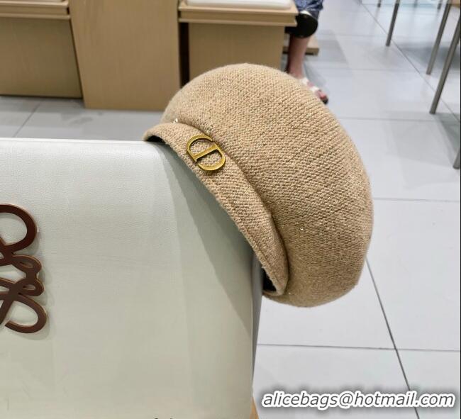 Good Looking Dior CD Knit Beret Hat 0724 Beige 2025