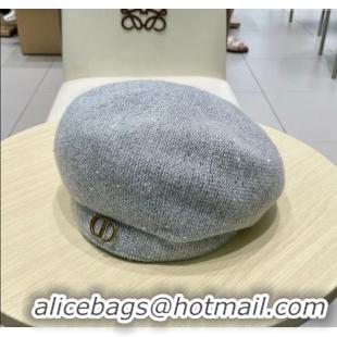 Luxury Cheap Dior CD Knit Beret Hat 0724 Grey 2025