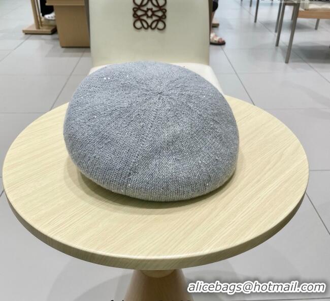 Luxury Cheap Dior CD Knit Beret Hat 0724 Grey 2025