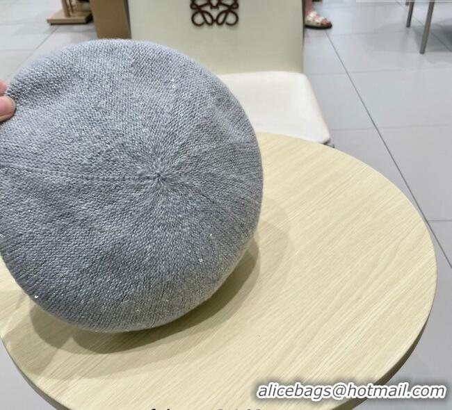 Luxury Cheap Dior CD Knit Beret Hat 0724 Grey 2025
