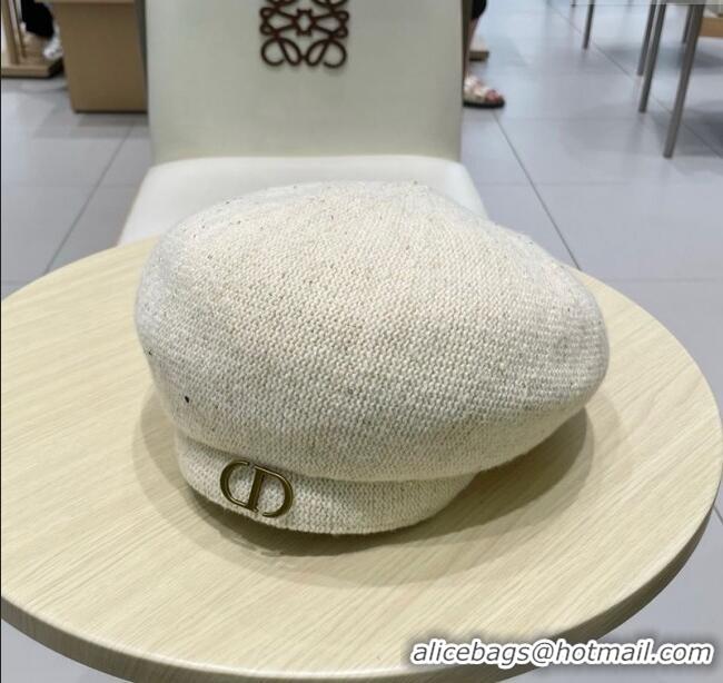 Grade Quality Dior CD Knit Beret Hat 0724 White 2025