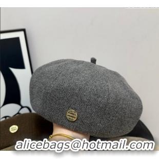Most Popular Miu Miu Patch Beret Hat 0724 Grey 2025
