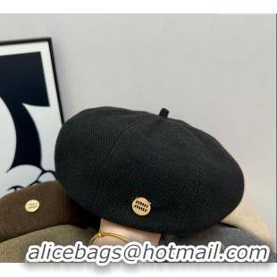 Market Sells Miu Miu Patch Beret Hat 0724 Black 2025