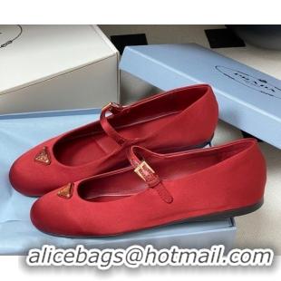 Popular Style Prada Satin ballerinas flat Red 2025 1F793N