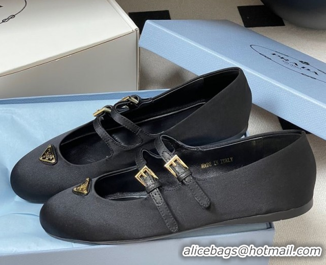 Grade Quality Prada Satin ballerinas flat Black 2025 1F794N