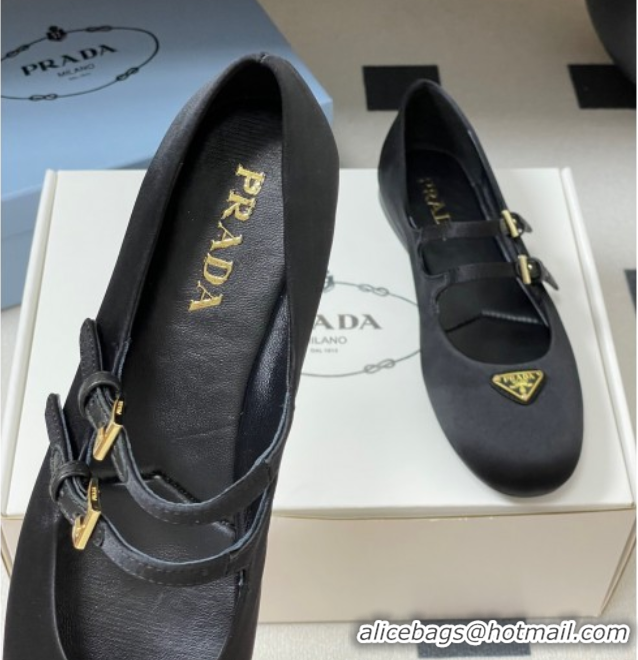 Grade Quality Prada Satin ballerinas flat Black 2025 1F794N