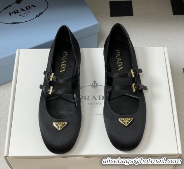 Grade Quality Prada Satin ballerinas flat Black 2025 1F794N