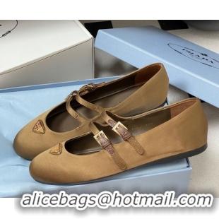 Best Product Prada Satin ballerinas flat Brown 2025 1F794N