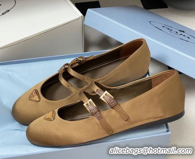 Best Product Prada Satin ballerinas flat Brown 2025 1F794N