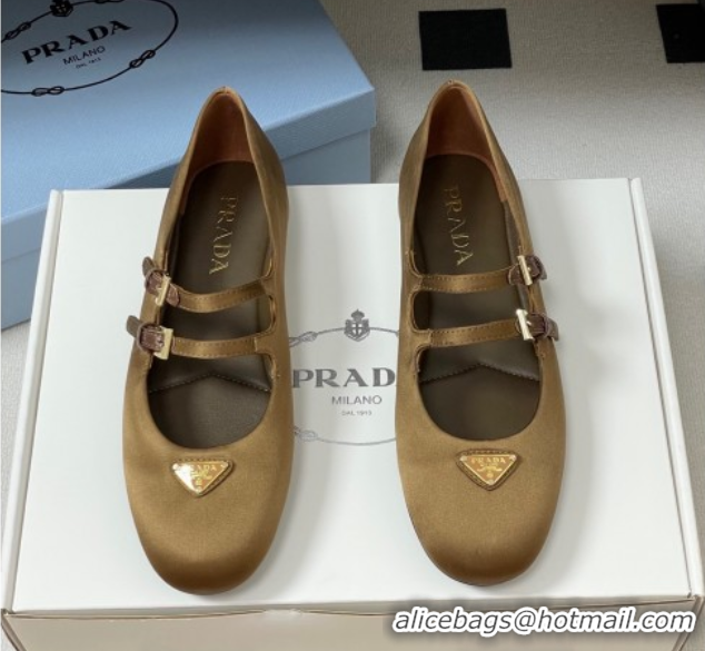 Best Product Prada Satin ballerinas flat Brown 2025 1F794N