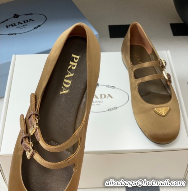 Best Product Prada Satin ballerinas flat Brown 2025 1F794N