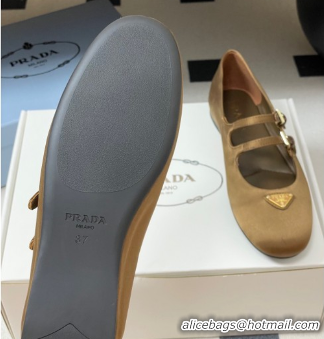 Best Product Prada Satin ballerinas flat Brown 2025 1F794N