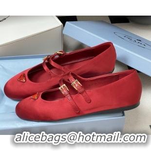 Grade Prada Satin ballerinas flat Red 2025 1F794N