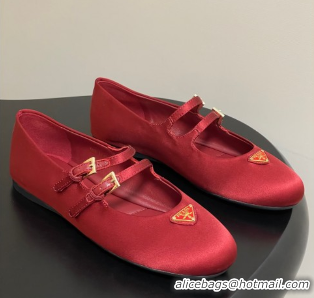 Grade Prada Satin ballerinas flat Red 2025 1F794N