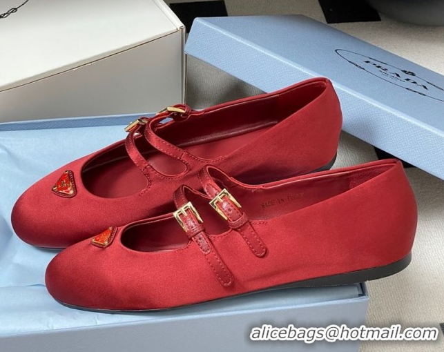 Grade Prada Satin ballerinas flat Red 2025 1F794N