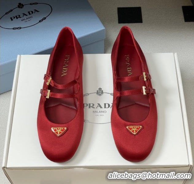 Grade Prada Satin ballerinas flat Red 2025 1F794N
