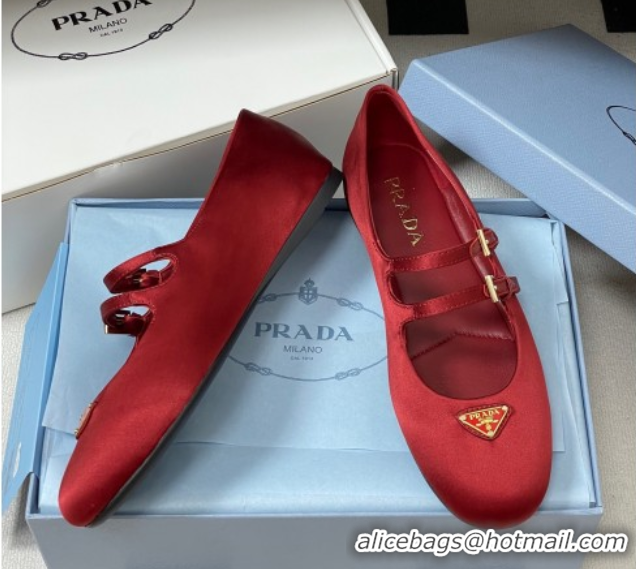 Grade Prada Satin ballerinas flat Red 2025 1F794N