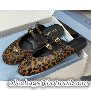 Top Design Prada Printed mohair ballerina flat mules 2025 1F794N