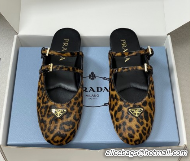 Top Design Prada Printed mohair ballerina flat mules 2025 1F794N