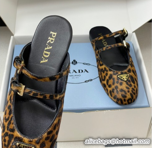 Top Design Prada Printed mohair ballerina flat mules 2025 1F794N