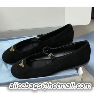 Cheap Price Prada Suede ballerinas flat Black 2025 1F793N