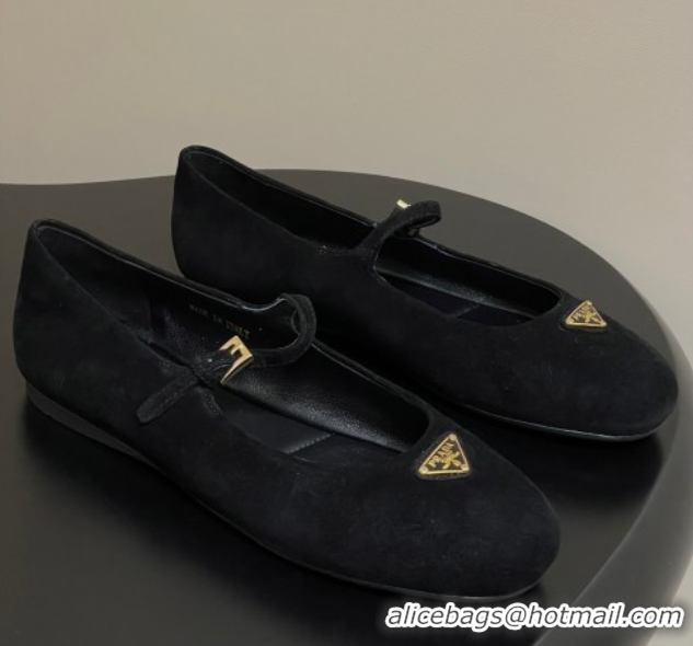 Cheap Price Prada Suede ballerinas flat Black 2025 1F793N