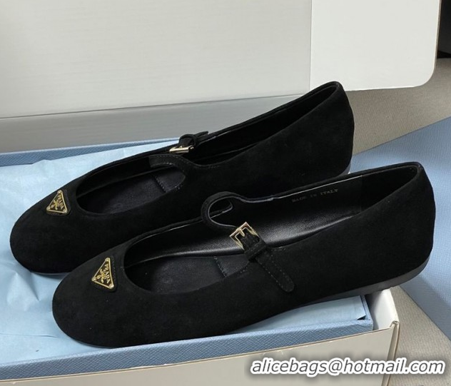 Cheap Price Prada Suede ballerinas flat Black 2025 1F793N