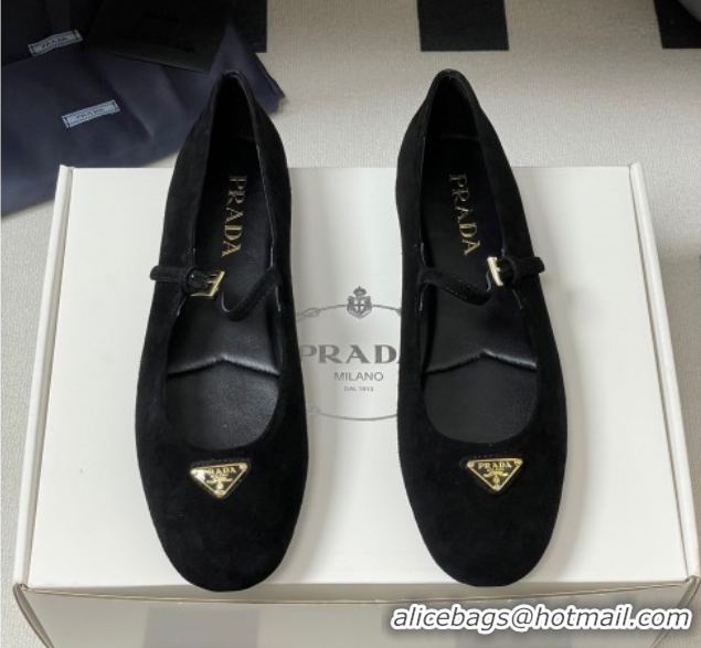 Cheap Price Prada Suede ballerinas flat Black 2025 1F793N