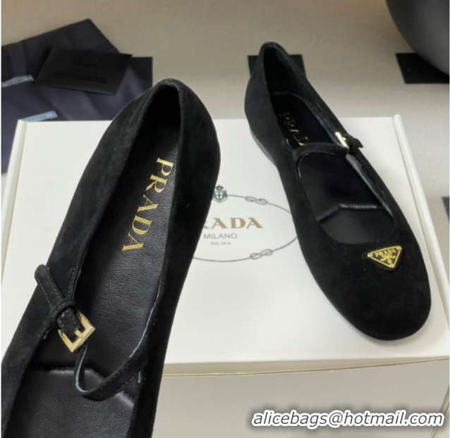 Cheap Price Prada Suede ballerinas flat Black 2025 1F793N