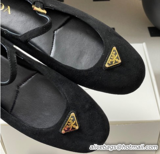 Cheap Price Prada Suede ballerinas flat Black 2025 1F793N