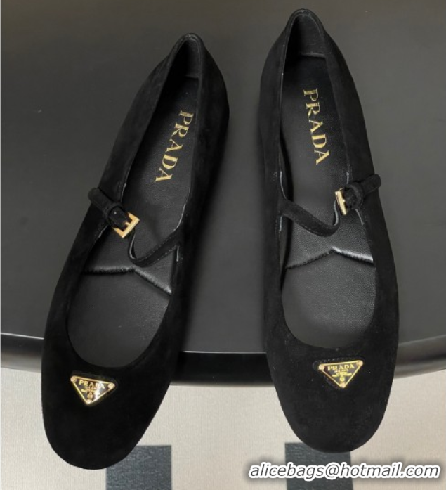 Cheap Price Prada Suede ballerinas flat Black 2025 1F793N