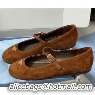 Big Discount Prada Suede ballerinas flat Brown 2025 1F793N