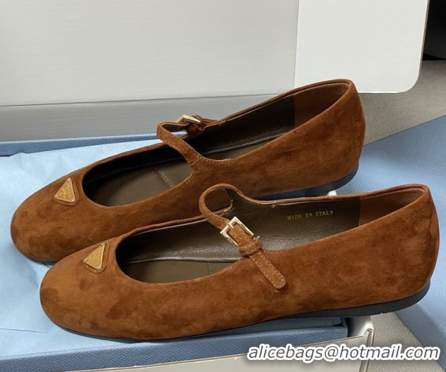Big Discount Prada Suede ballerinas flat Brown 2025 1F793N