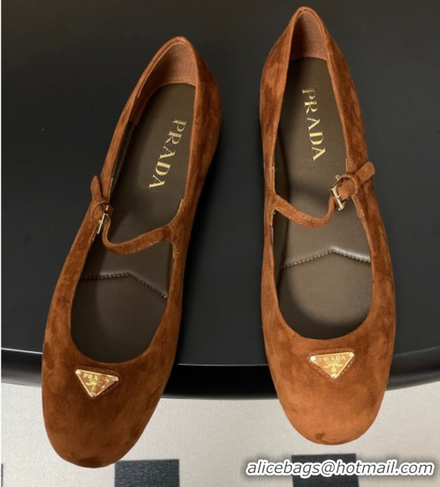Big Discount Prada Suede ballerinas flat Brown 2025 1F793N