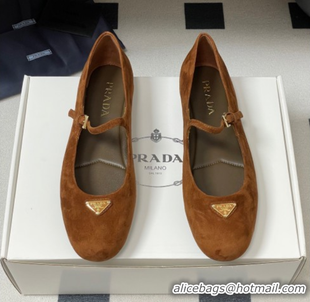 Big Discount Prada Suede ballerinas flat Brown 2025 1F793N
