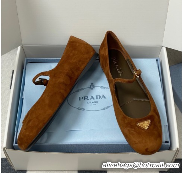 Big Discount Prada Suede ballerinas flat Brown 2025 1F793N