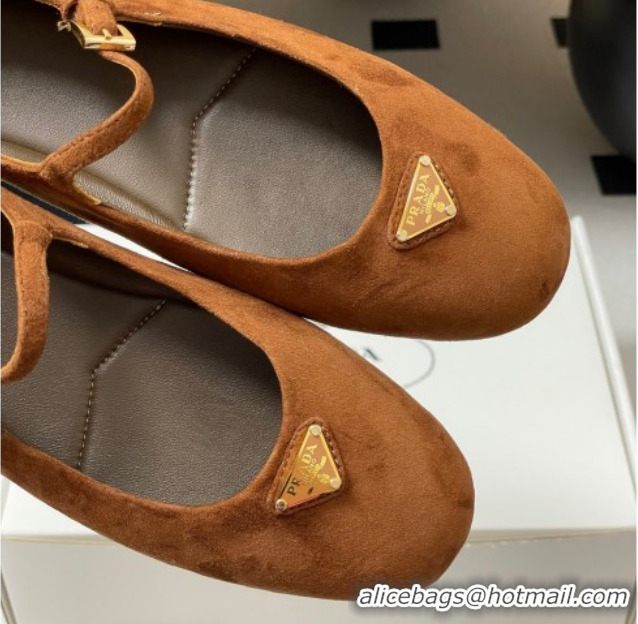 Big Discount Prada Suede ballerinas flat Brown 2025 1F793N