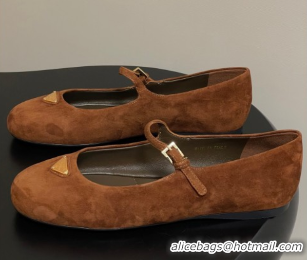 Big Discount Prada Suede ballerinas flat Brown 2025 1F793N