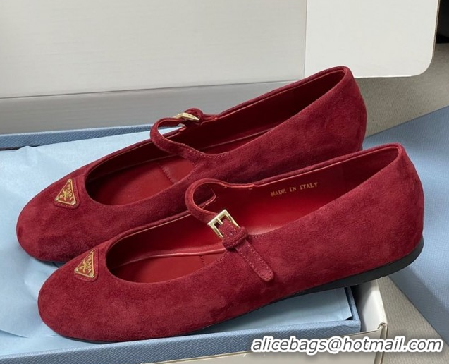 Big Discount Prada Suede ballerinas flat Red 2025 1F793N