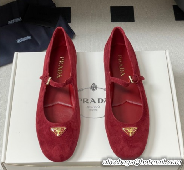 Big Discount Prada Suede ballerinas flat Red 2025 1F793N