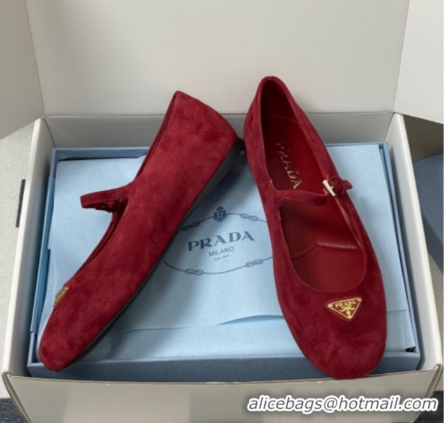 Big Discount Prada Suede ballerinas flat Red 2025 1F793N